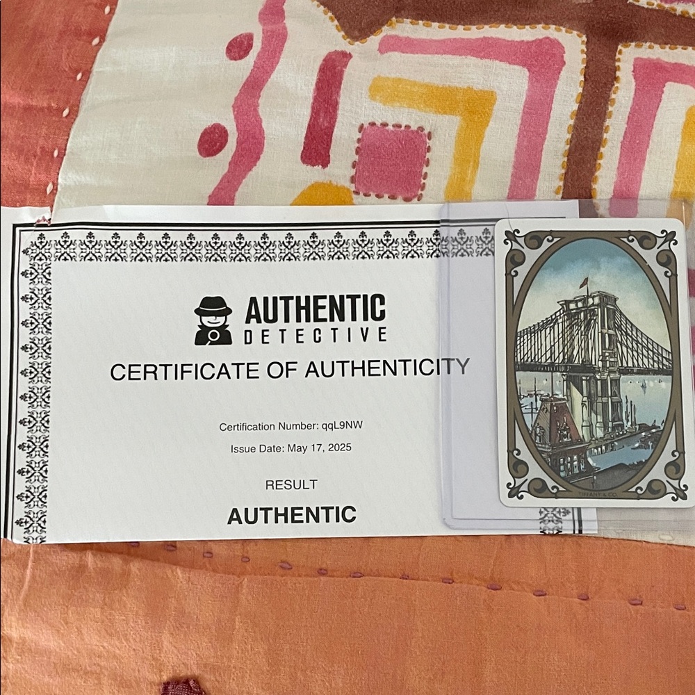Tiffany card Authentic Detective Certificate of Authenticity